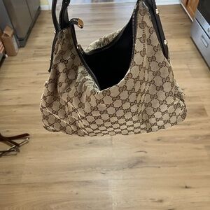 Gucci Beige/Brown GG Canvas Shoulder Hobo